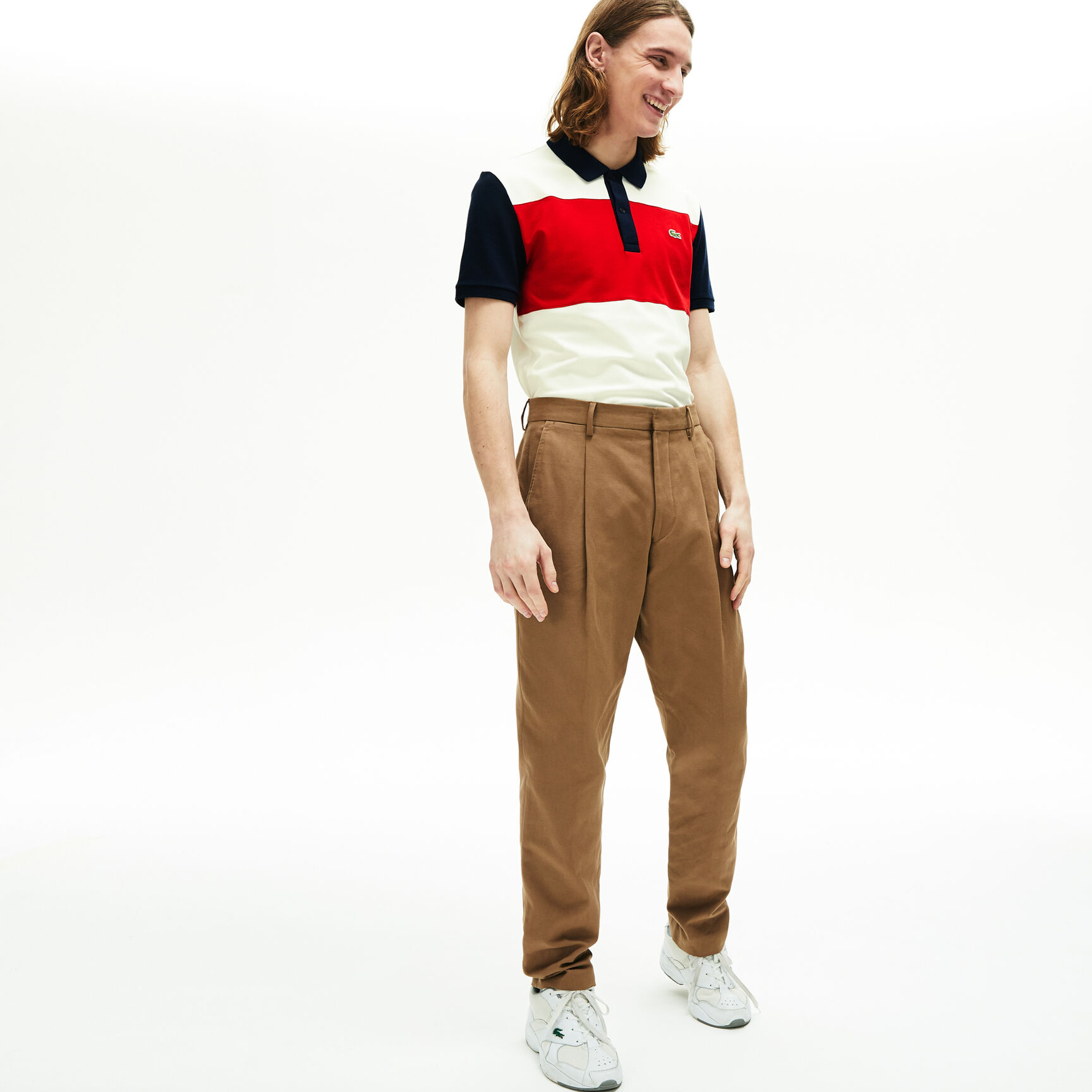 قميص بولو مطاطي بألوان متباينة من Lacoste للرجال