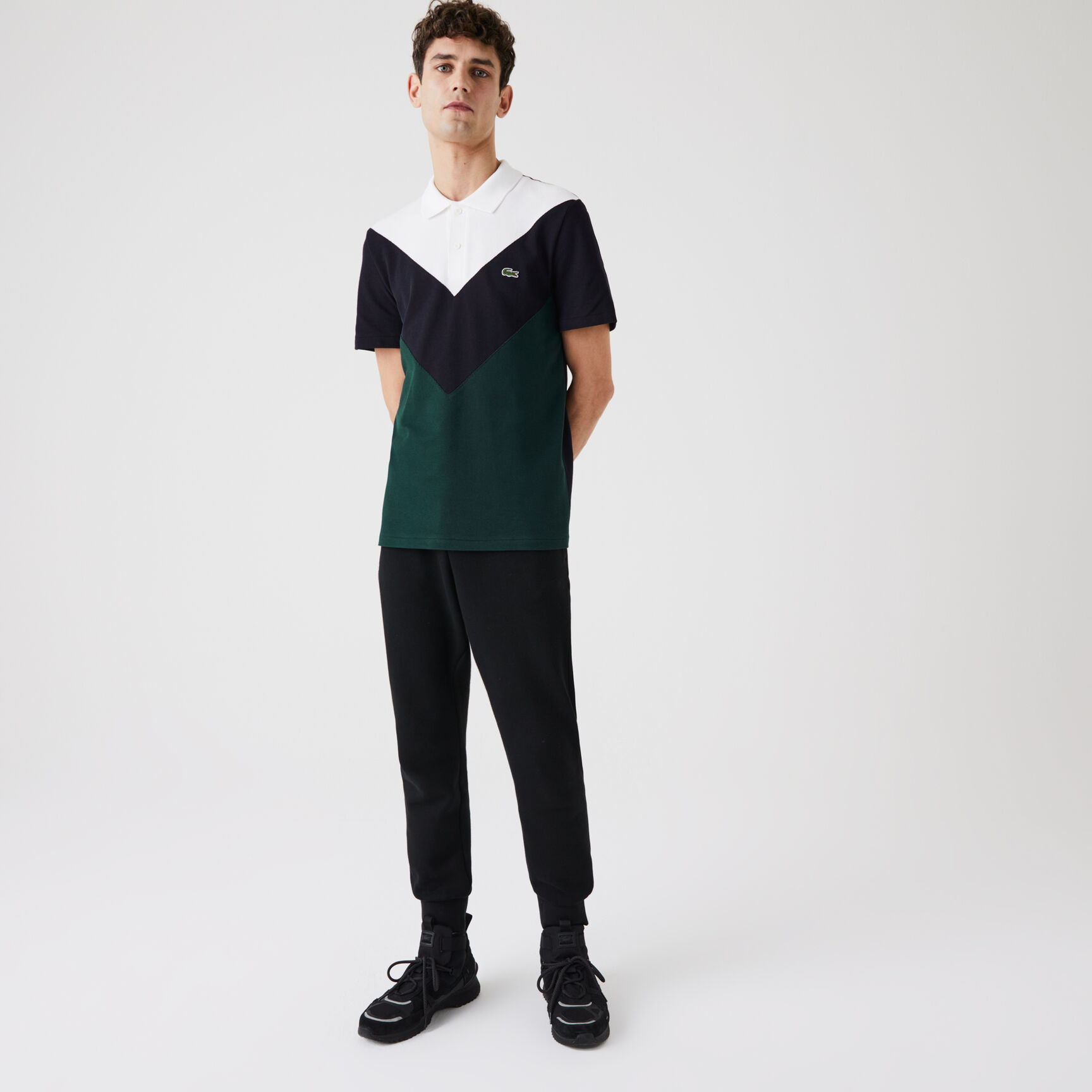 Men's Lacoste Regular Fit Geometric Colourblock Piqu&eacute; Polo Shirt