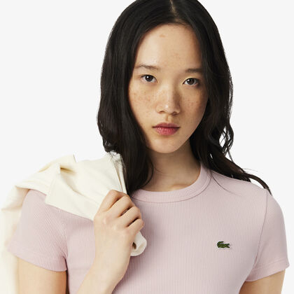 Slim Fit Ribbed Cotton T-shirt