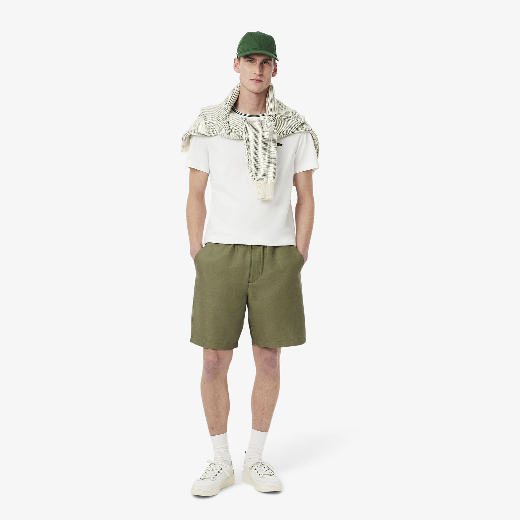 Regular Fit Linen Blend Shorts lacoste regular fit linen blend shorts