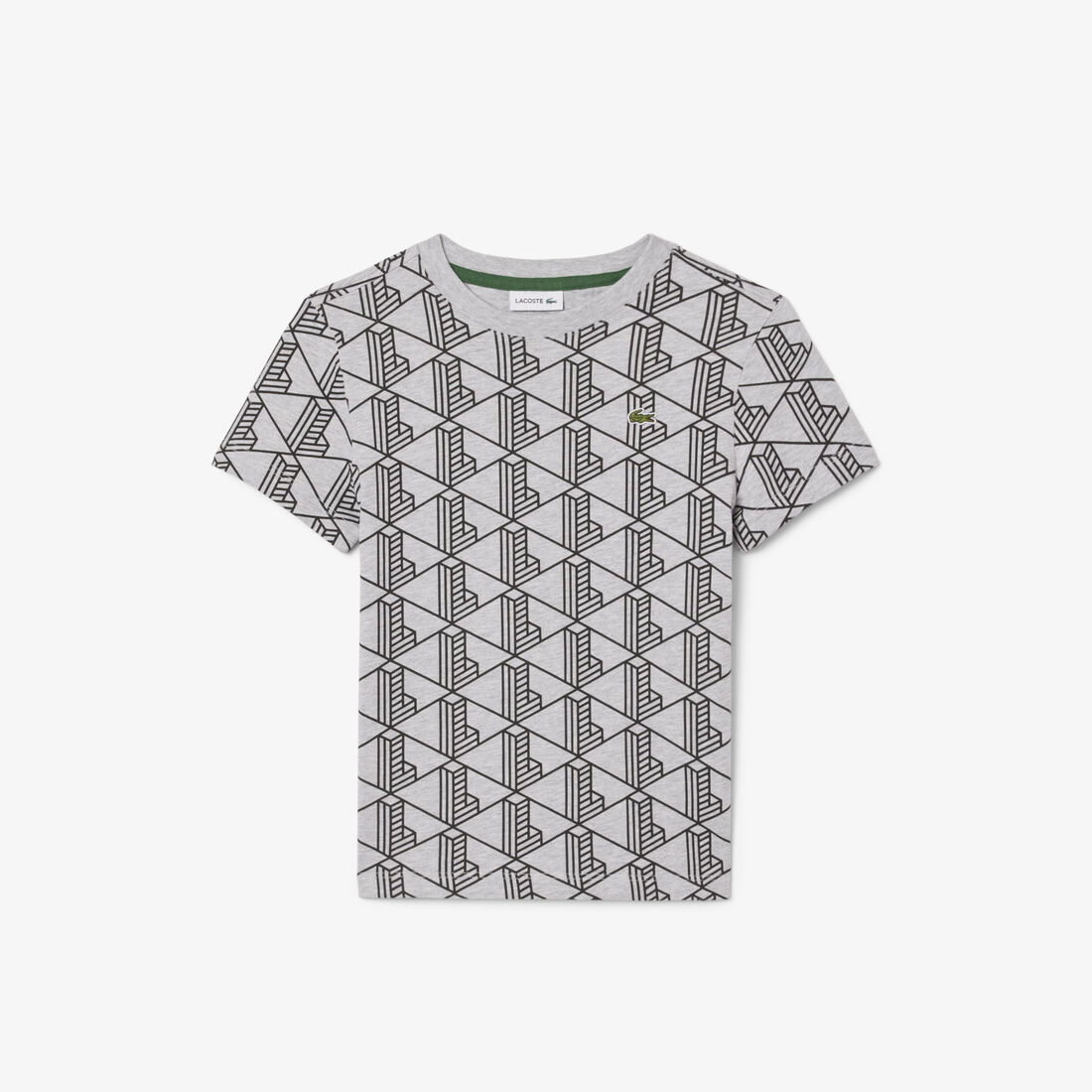 تي شيرت قطني بطبعة مونوغرام Monogram Print Cotton T-shirt - TJ8411-00-80P