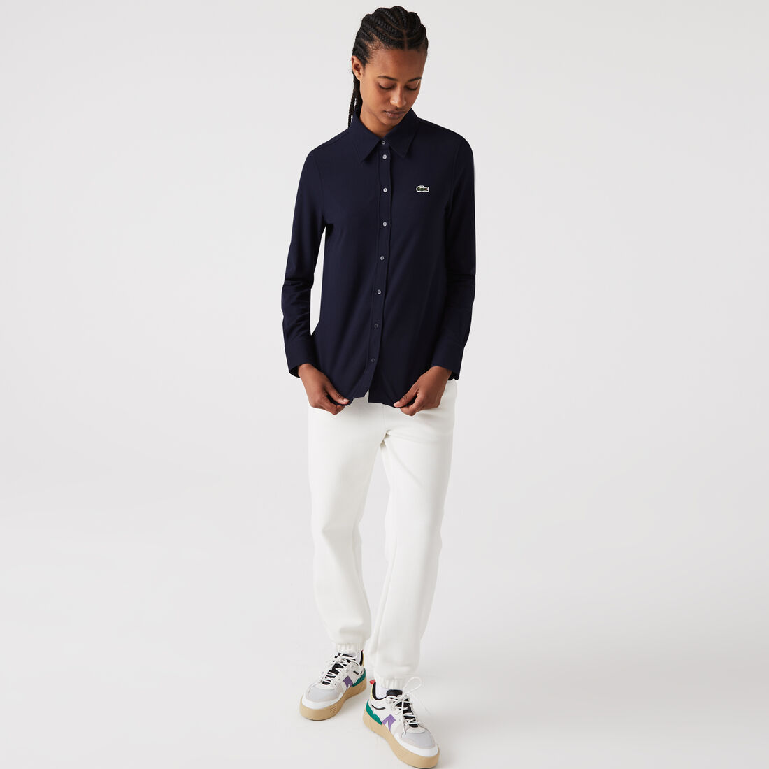 قميص لاكوست قطن بيكيه بياقة فرنسية للنساء قميص لاكوست قطن بيكيه بياقة فرنسية للنساء