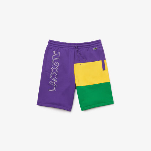 Men’s Lettered Colorblock Fleece Bermuda Shorts