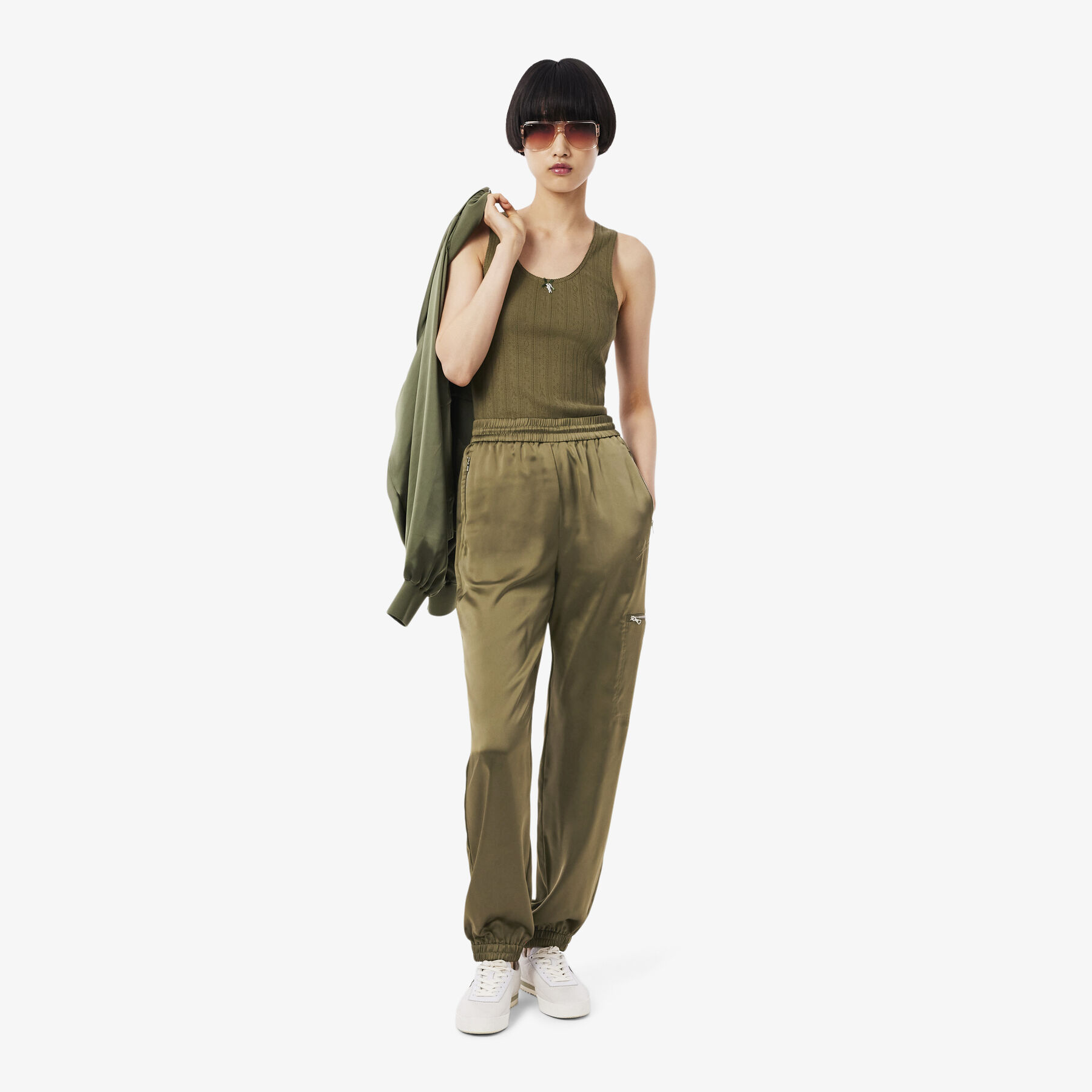 lacoste oversized satin sweatpants