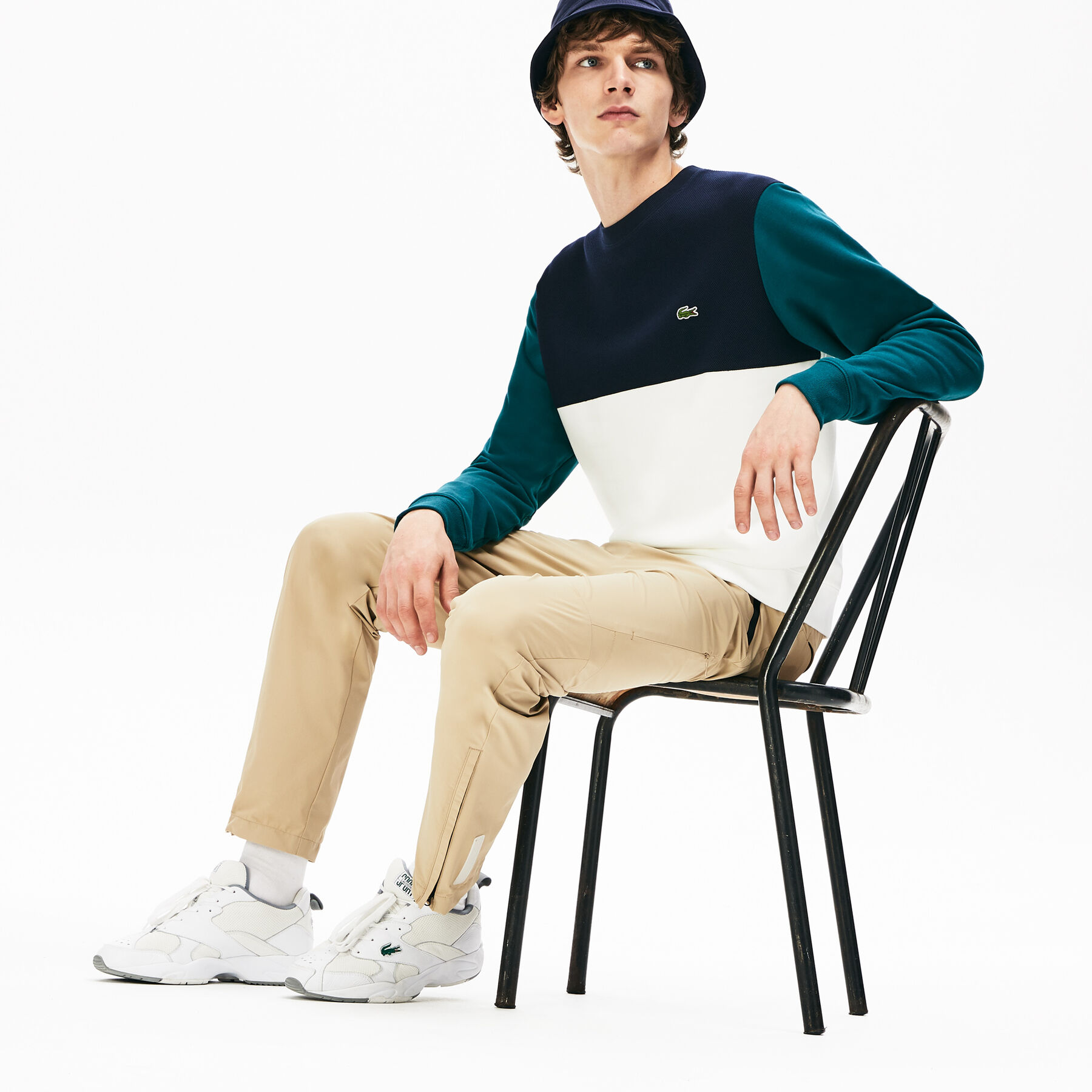lacoste men s colourblock crew neck sweatshirt