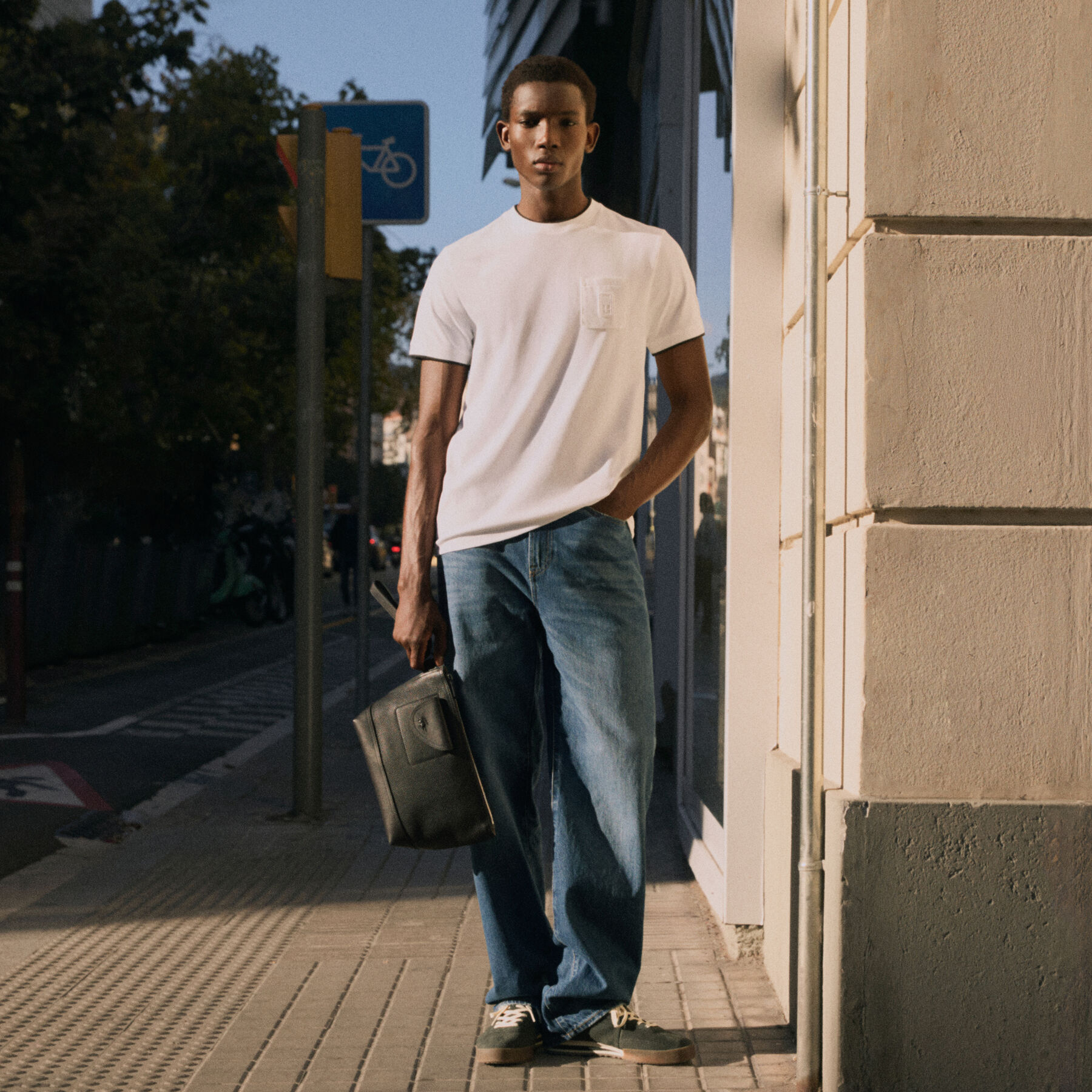 lacoste 5 pocket straight cut jeans