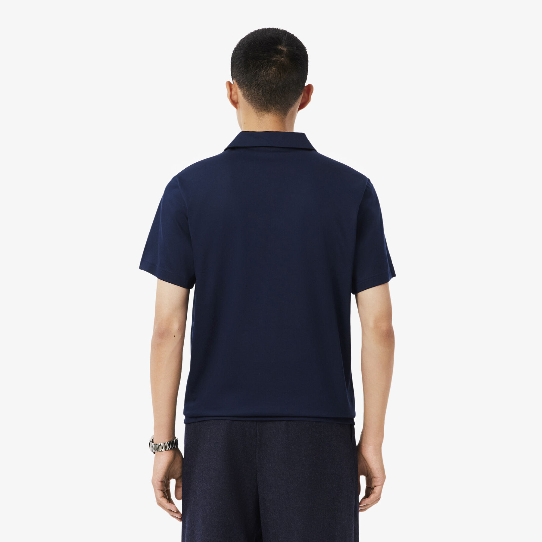 lacoste paris classic fit open neck embroidered polo shirt