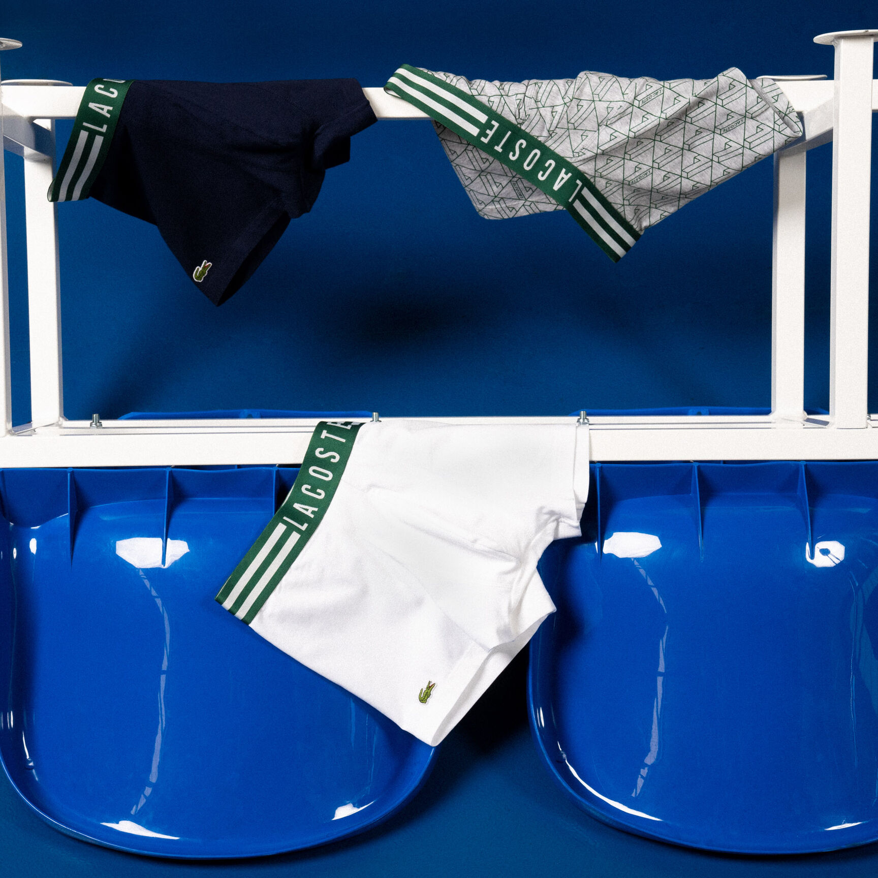 طقم بوكسر قطن مطاطي بخطوط على الخصر للرجال، 3 قطع