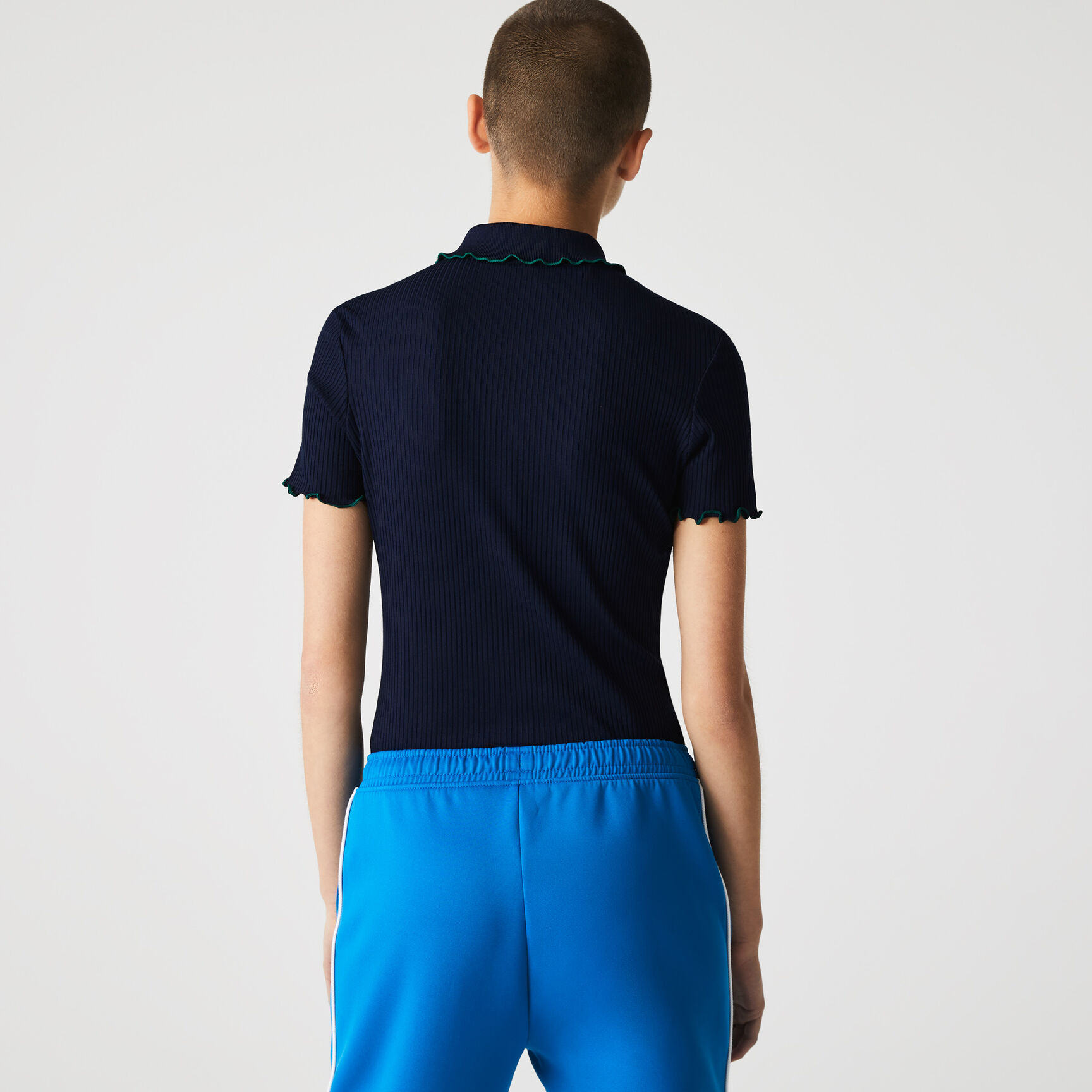 Women's Lacoste Slim Fit Ribbed Colored Flounced Details Polo