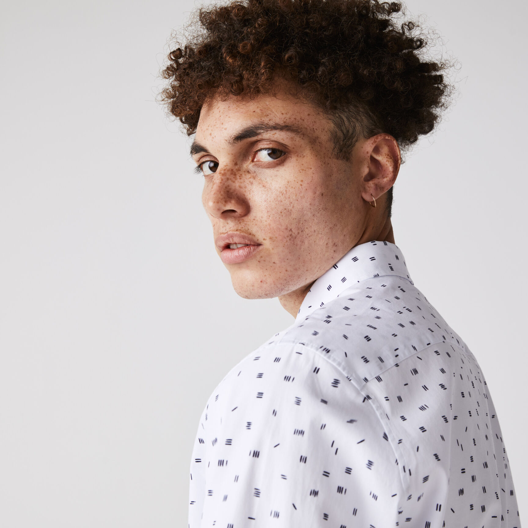 Men’s Slim Fit Finely Patterned Cotton Poplin Shirt