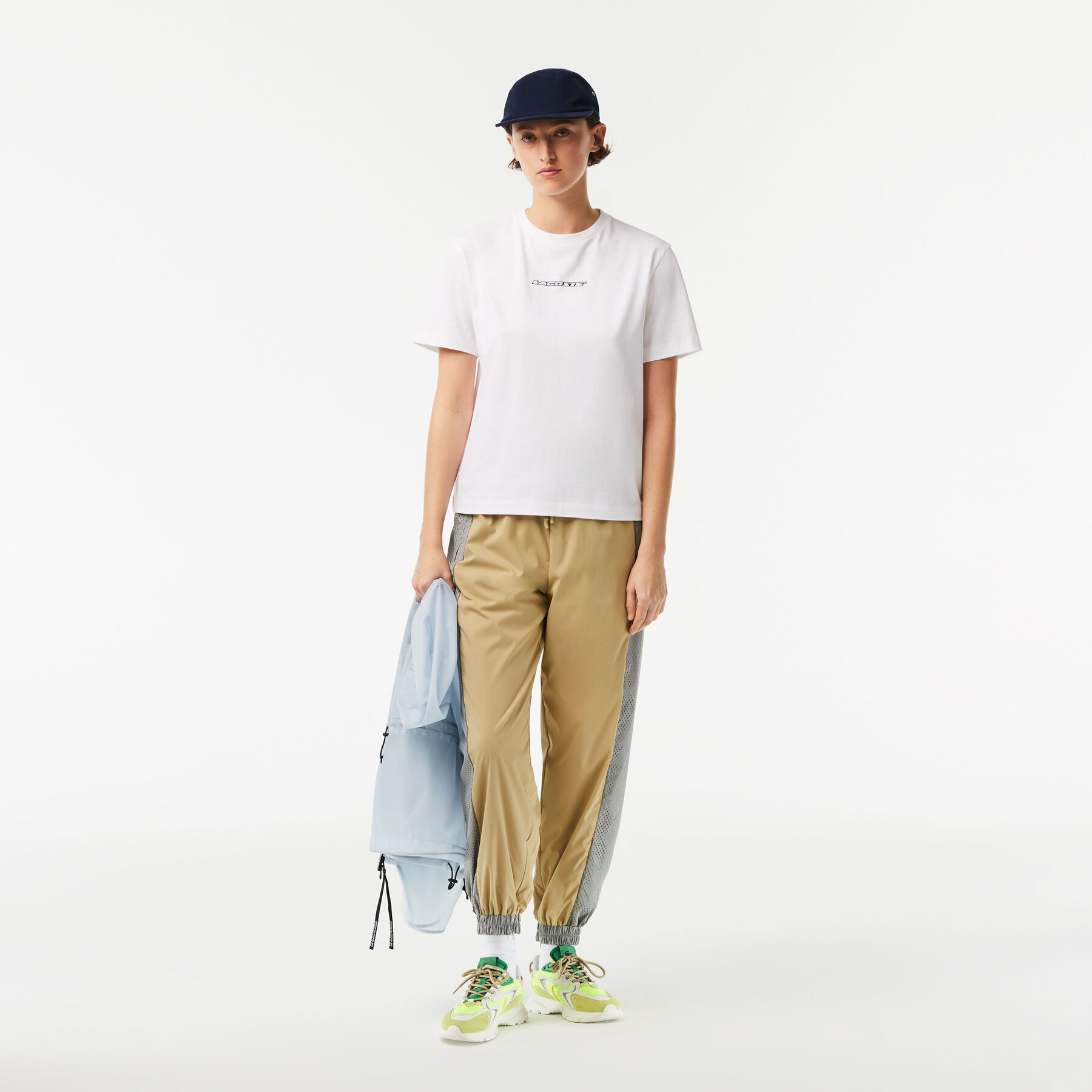 women s lacoste jersey contrast print t shirt