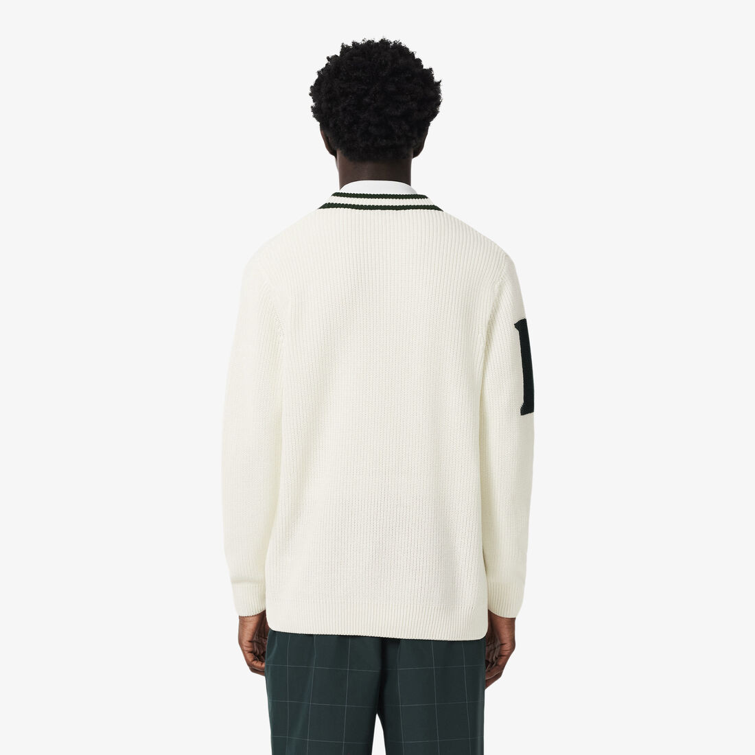 Badge Accent Wool Blend Golf Cardigan lacoste badge accent wool blend golf cardigan