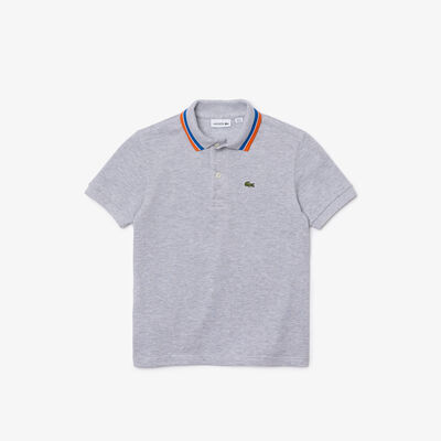 Boys' Lacoste Tricolor Collar Cotton Petit Piqué Polo Shirt