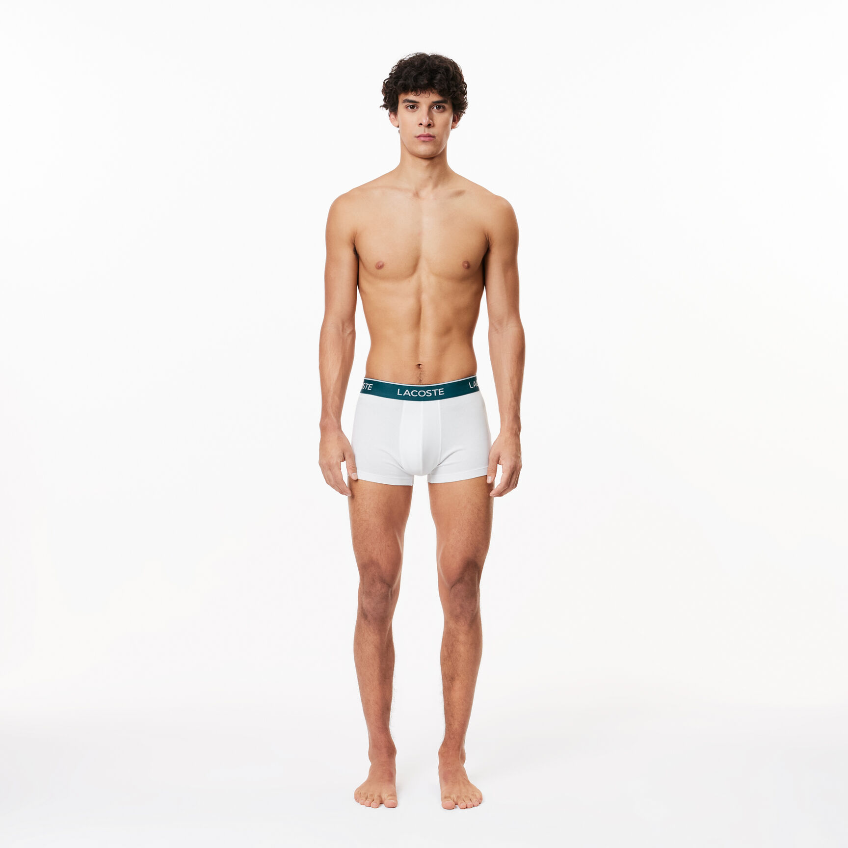 طقم بوكسر لاكوست بطبعة الشعار بألياف دقيقة للرجال، 3 قطع Pack Of 3 Casual Black Trunks - 5H3389-00-001