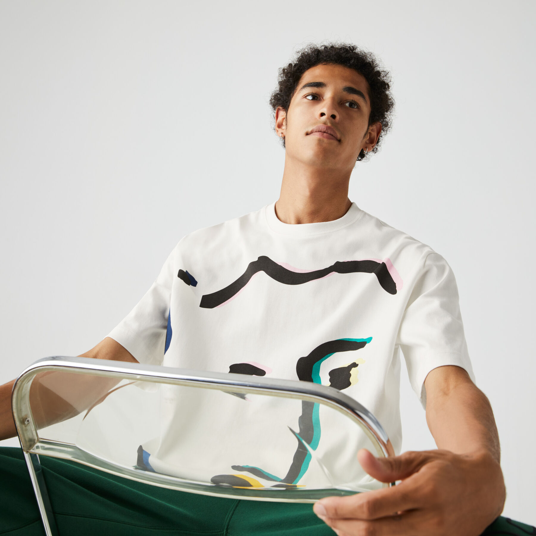 Unisex Lacoste LIVE Face Print Cotton T-shirt unisex lacoste live face print cotton t shirt