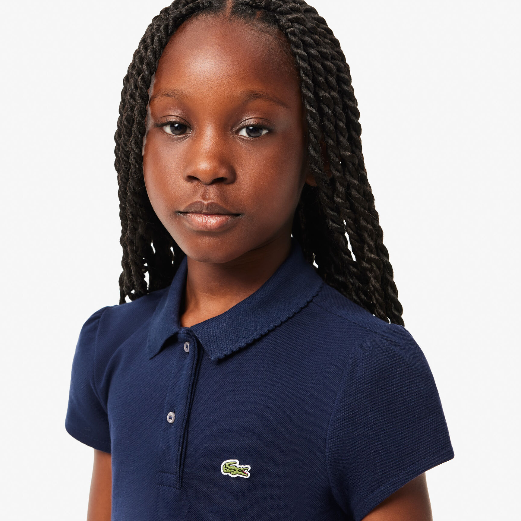 Girls' Lacoste Scalloped Collar Mini Pique Polo Shirt - PJ3594-00-166