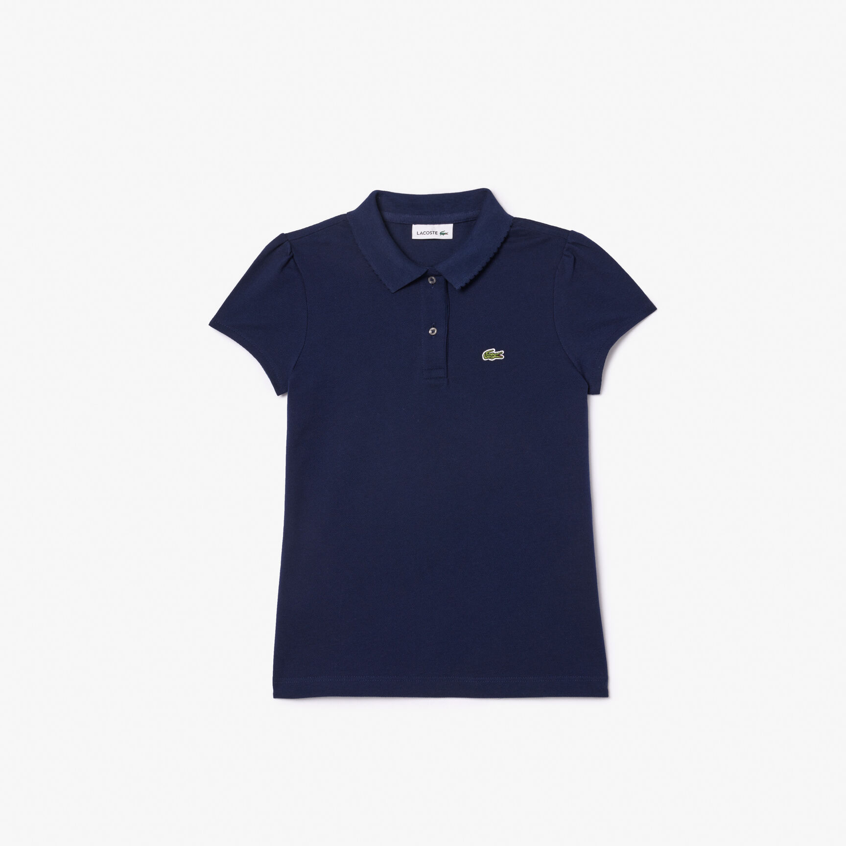 Girls' Lacoste Scalloped Collar Mini Pique Polo Shirt - PJ3594-00-166