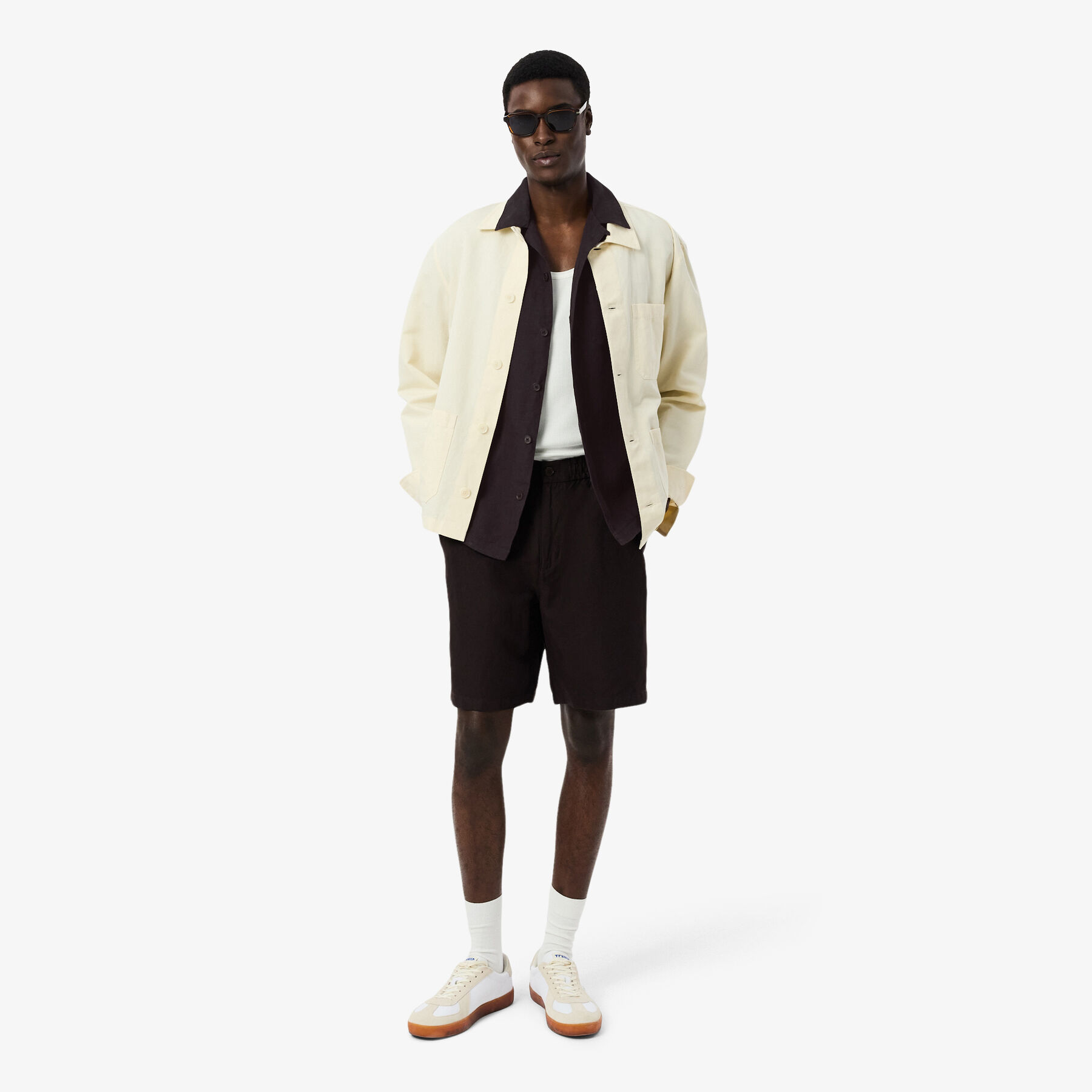 lacoste relaxed fit linen shirt