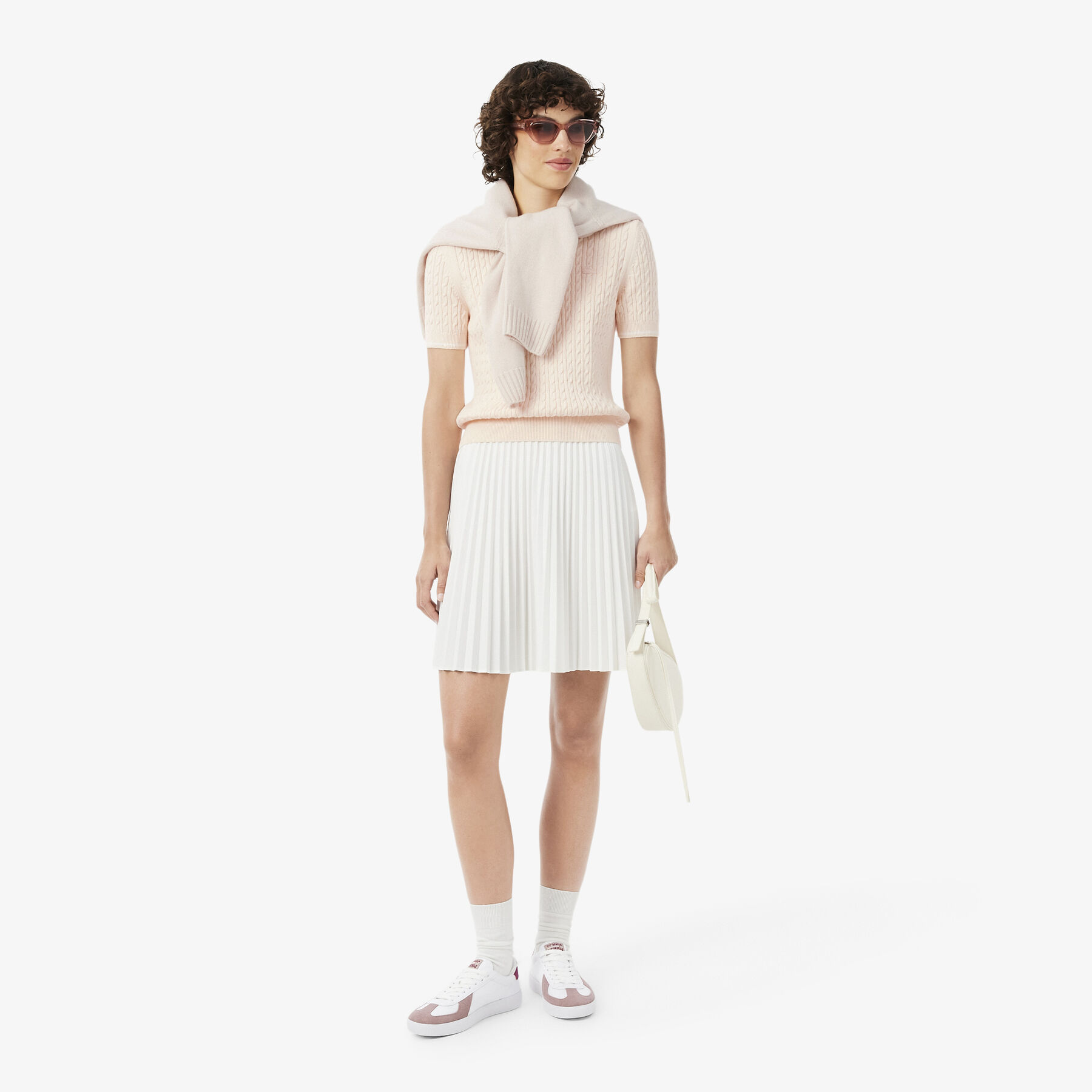 Short Sleeved Cable Knit Sweater lacoste short sleeved cable knit sweater