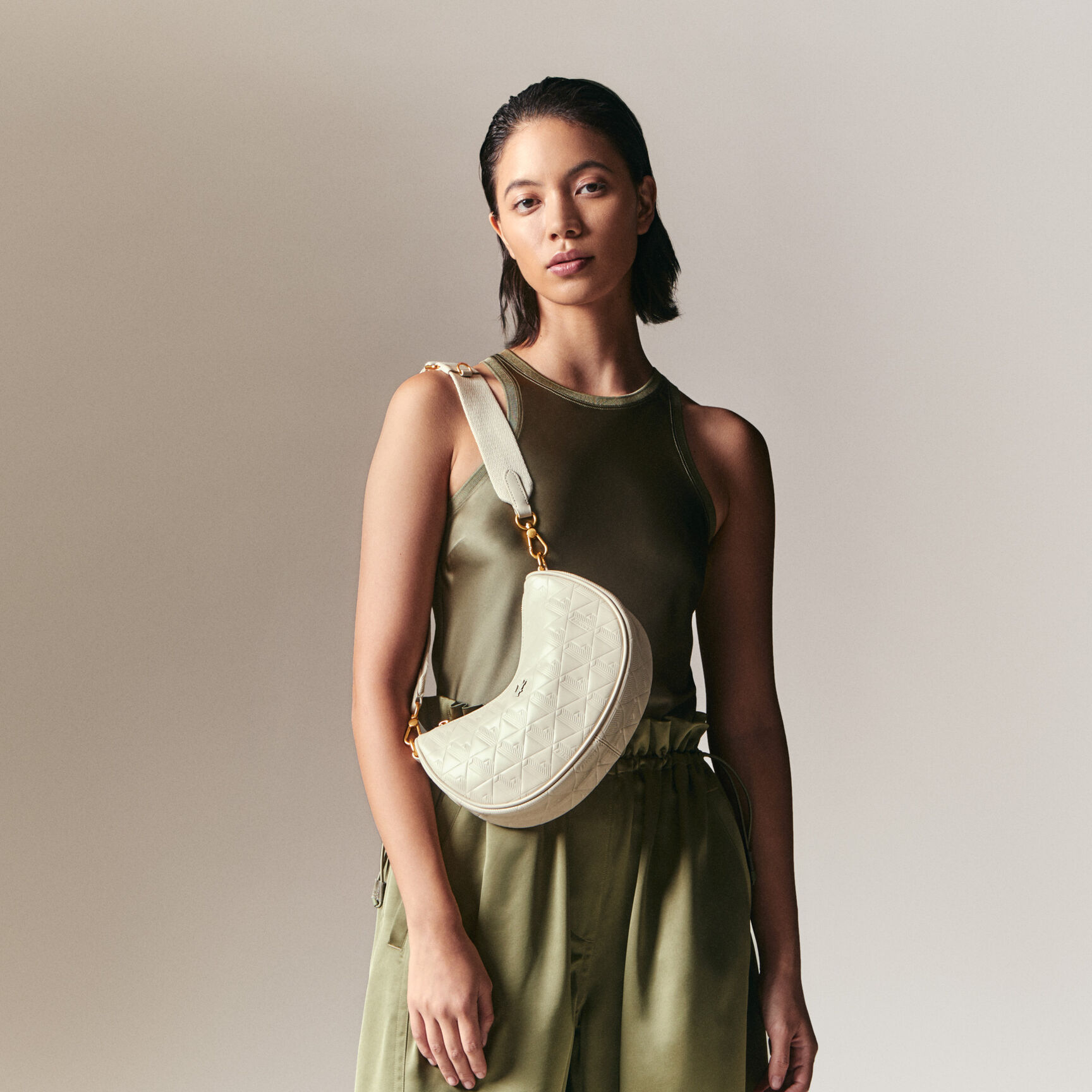 Maheki Embossed Leather Half Moon Purse Maheki Leather Shoulder Bag - NF4710MH-M97