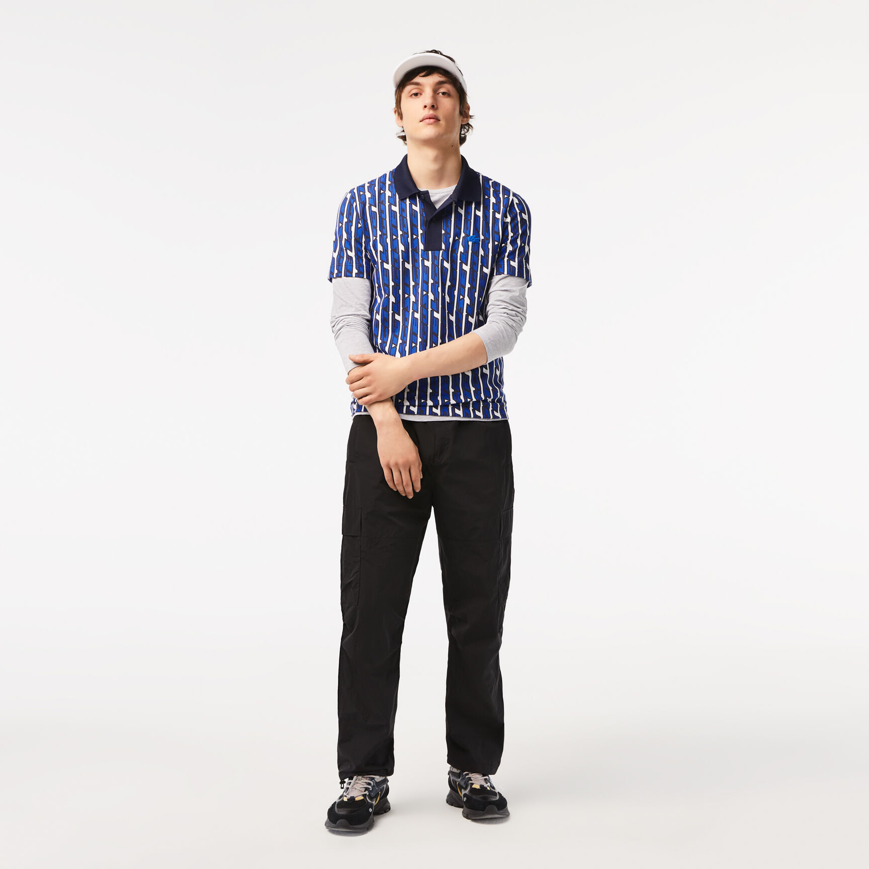 تيشيرت بولو لاكوست بيكيه مطاطي بنقشة بلونين للرجال تيشيرت بولو لاكوست بيكيه مطاطي بنقشة بلونين للرجال