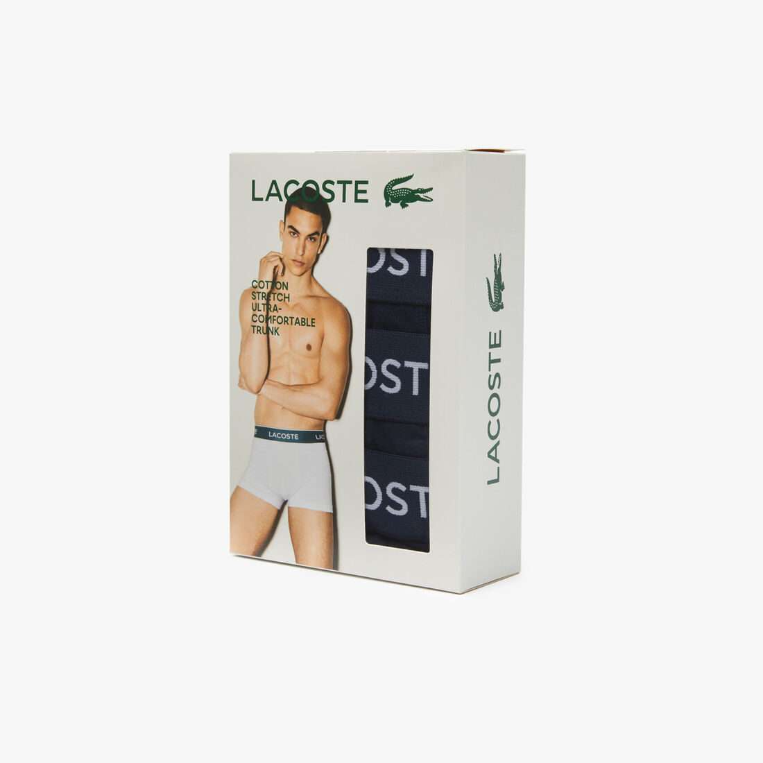 مجموعة من 3 سراويل داخلية للرجال لاكوست Men's 3-Pack Lacoste Logo Waist Trunks - 5H7686-00-166