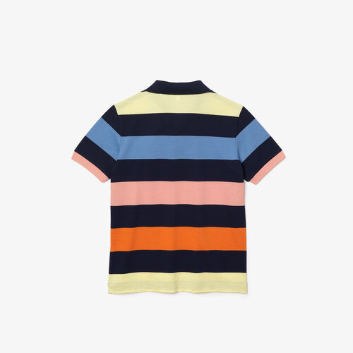 Boys’ Lacoste Striped Cotton Piqué Regular Fit Polo