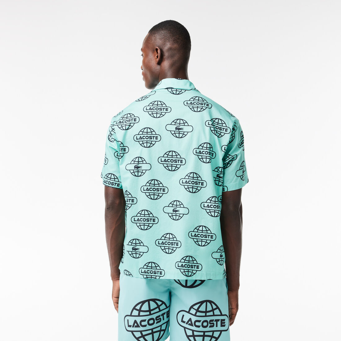 Globe Print Lacoste Cotton Twill Shirt Globe Print Lacoste Cotton Twill Shirt - CH1880-00-KI4