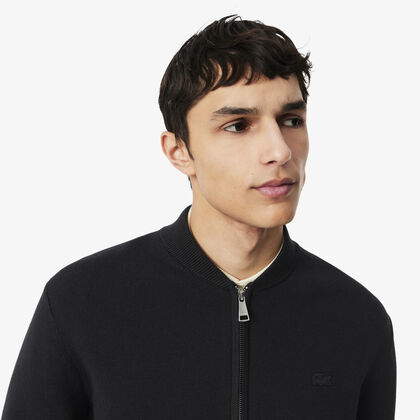 Cotton And Wool Knit Bomber Jacket