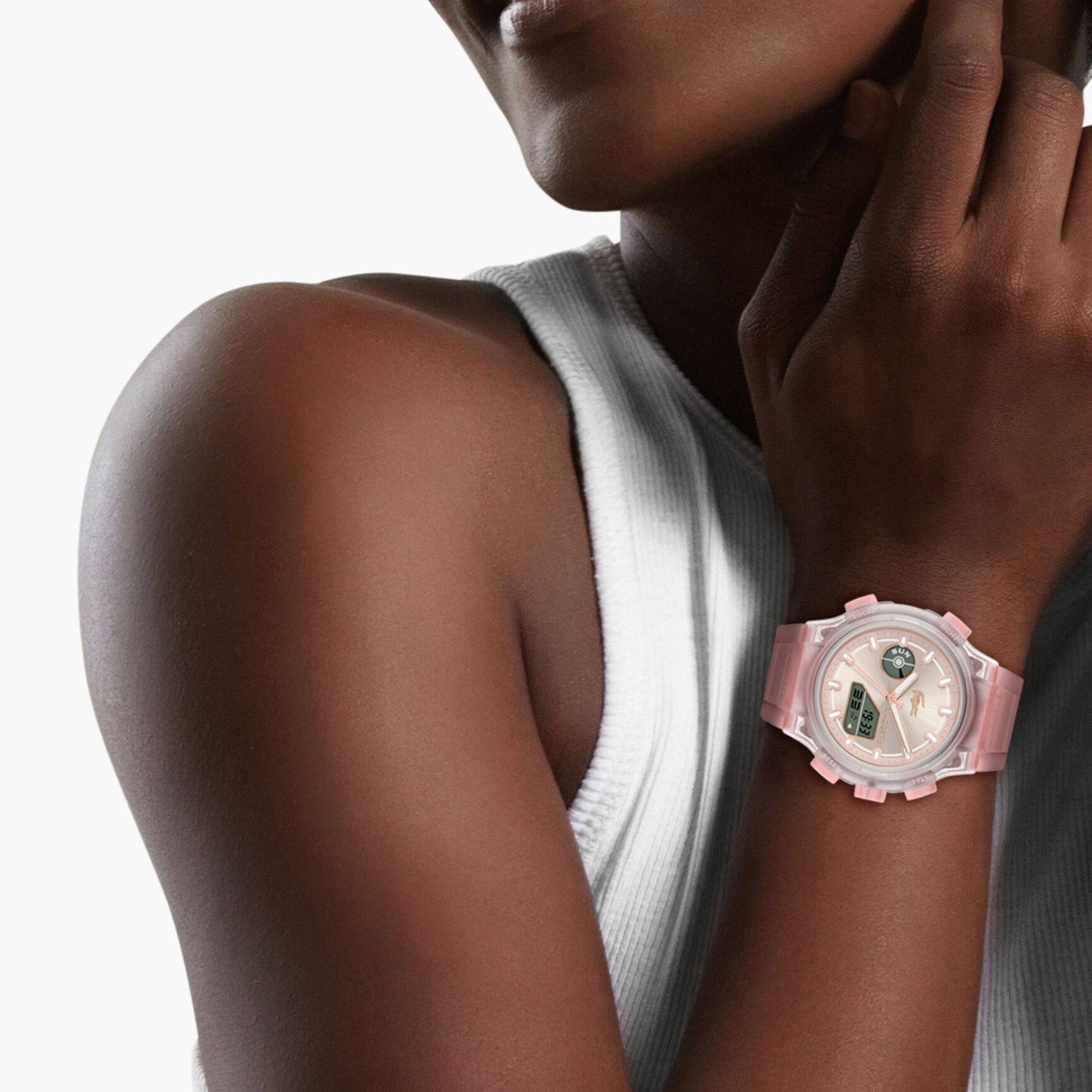 ساعة بسوار سيليكون وردي للسيدات Pink Silicone Strap Women's Watch - 2001494-PINK