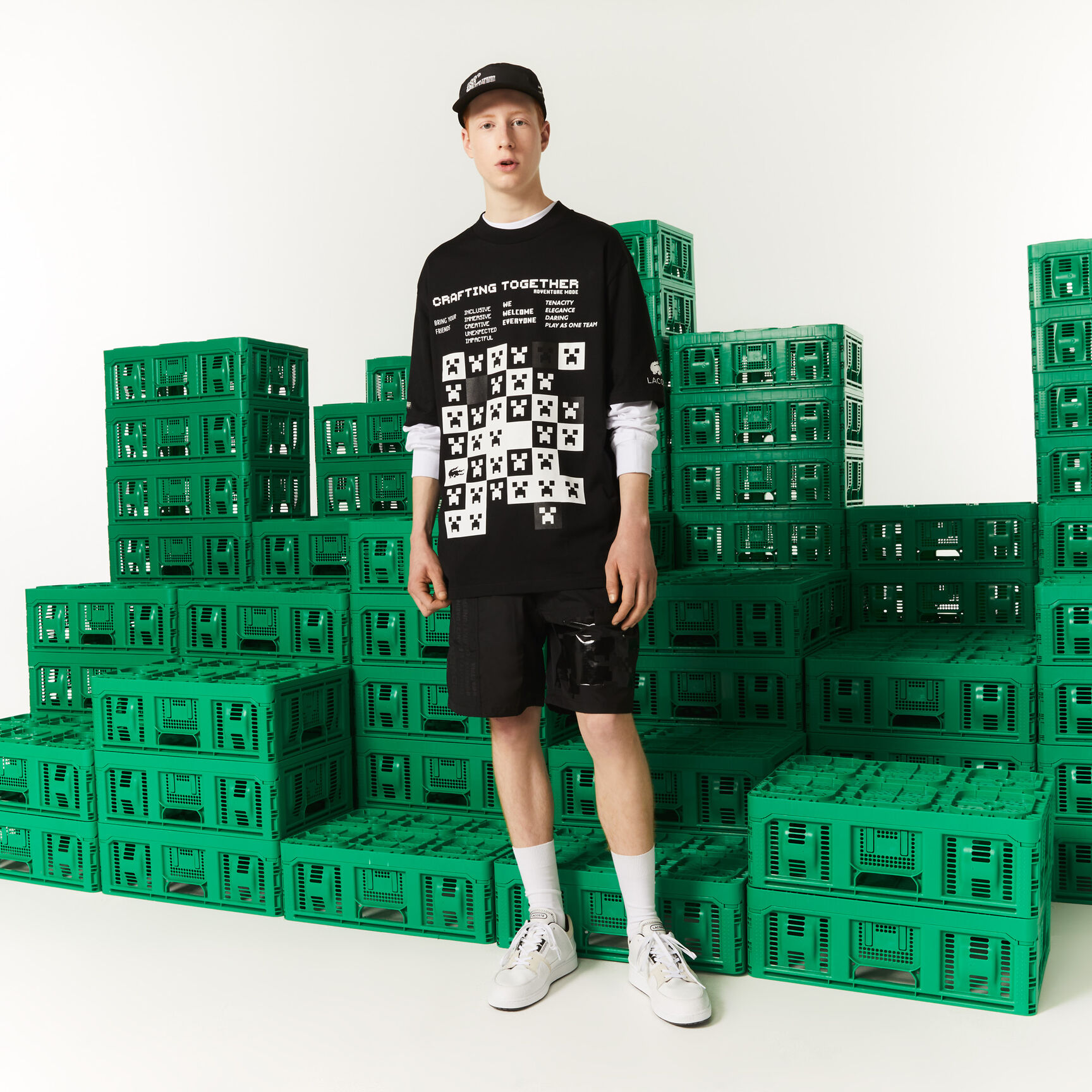 تيشيرت قطن عضوي بقصة فضفاضة للرجال مجموعة Lacoste L!VE × Minecraft تيشيرت قطن عضوي بقصة فضفاضة للرجال مجموعة Lacoste L!VE × Minecraft