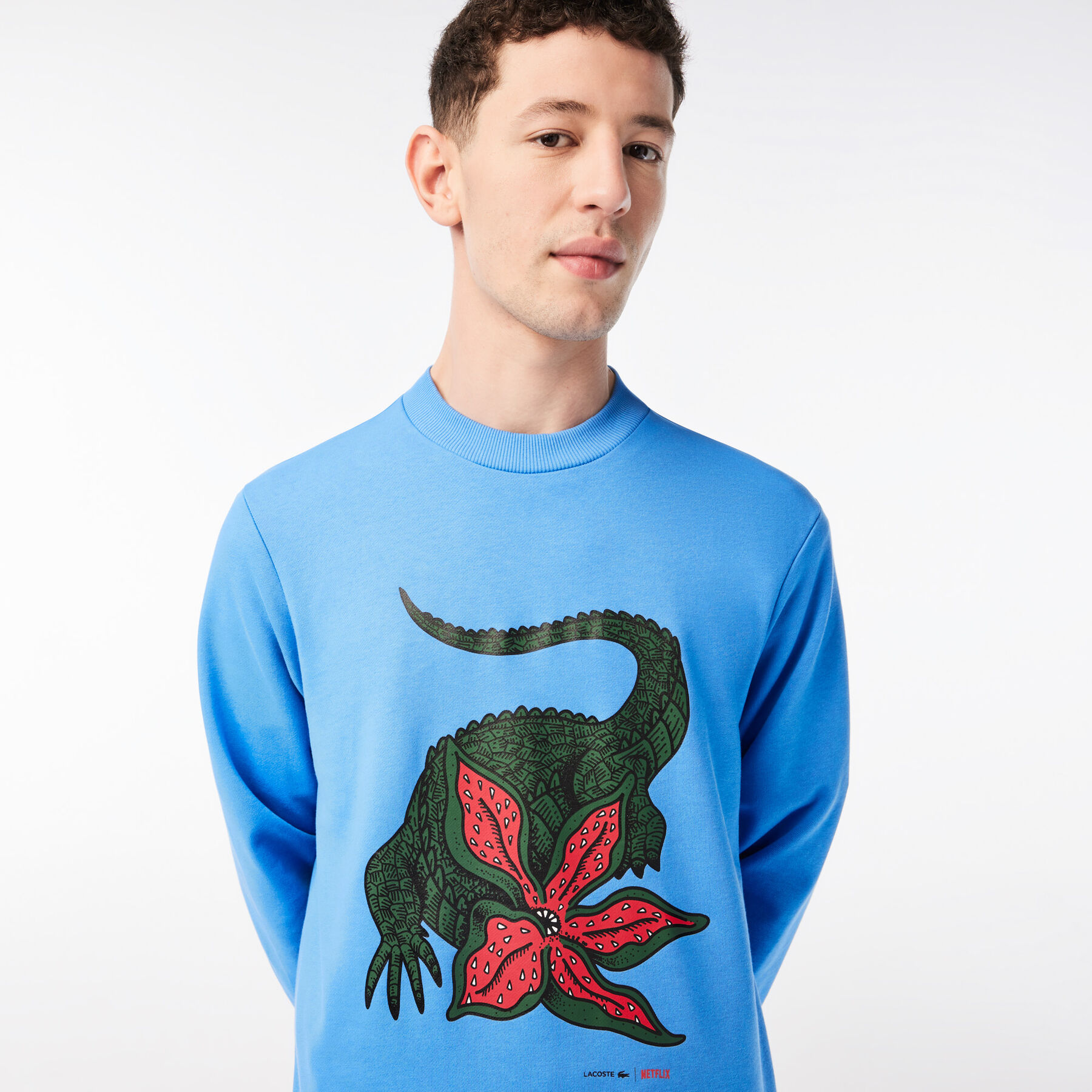 men s lacoste x netflix organic cotton print sweatshirt