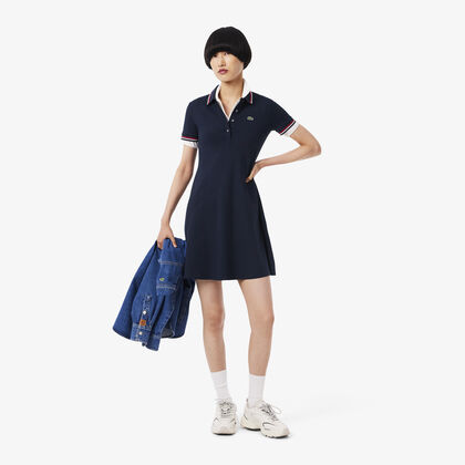 Stretch Polo Collar Skater Dress