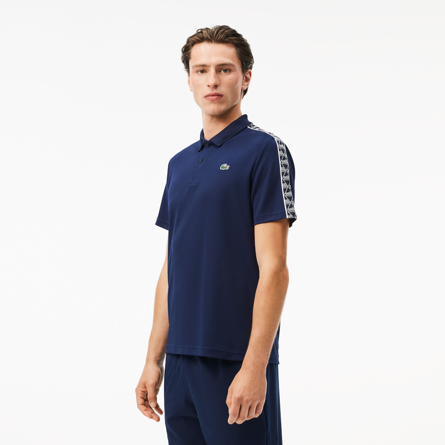 قميص بولو للتنس مخطط بشعار الماركة فائق الجفاف Ultra-Dry Monogram Stripe Tennis Polo Shirt - DH2557-00-166