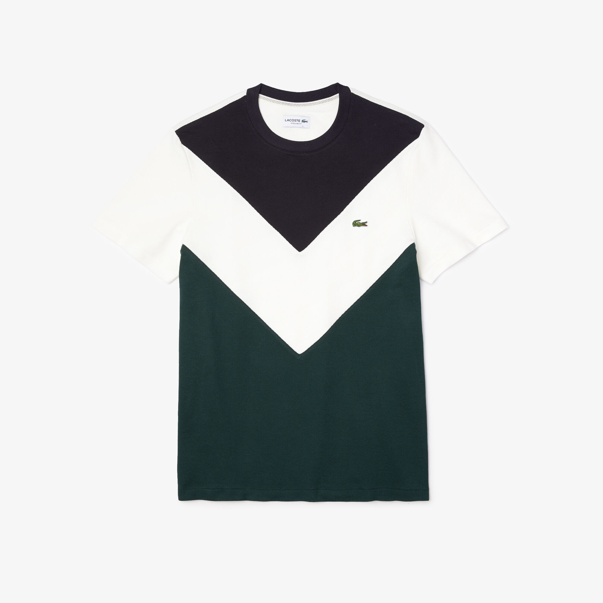 Men's Crew Neck Colourblock Cotton Piqué Blend T-shirt