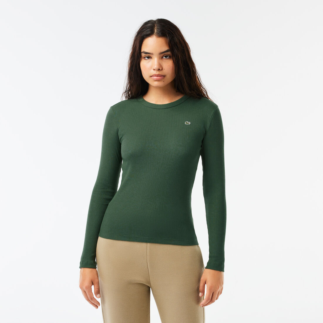 Long Sleeved Ribbed Cotton T-shirt - TF1692-00-SMI