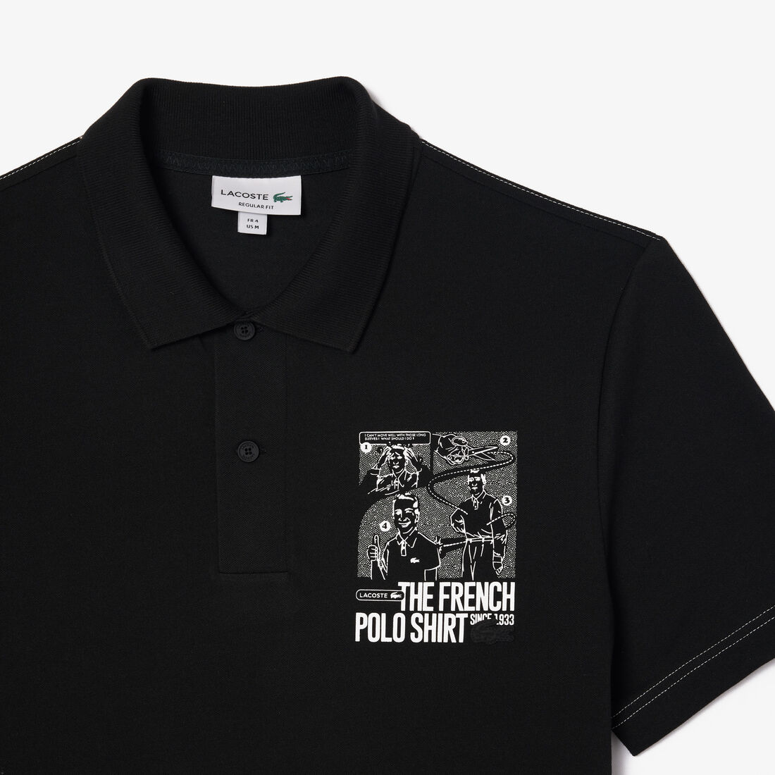 قميص بولو بطباعة أمامية وخلفية بحركة لاكوست Back and Front Print Lacoste Movement Polo Shirt - PH7416-00-031