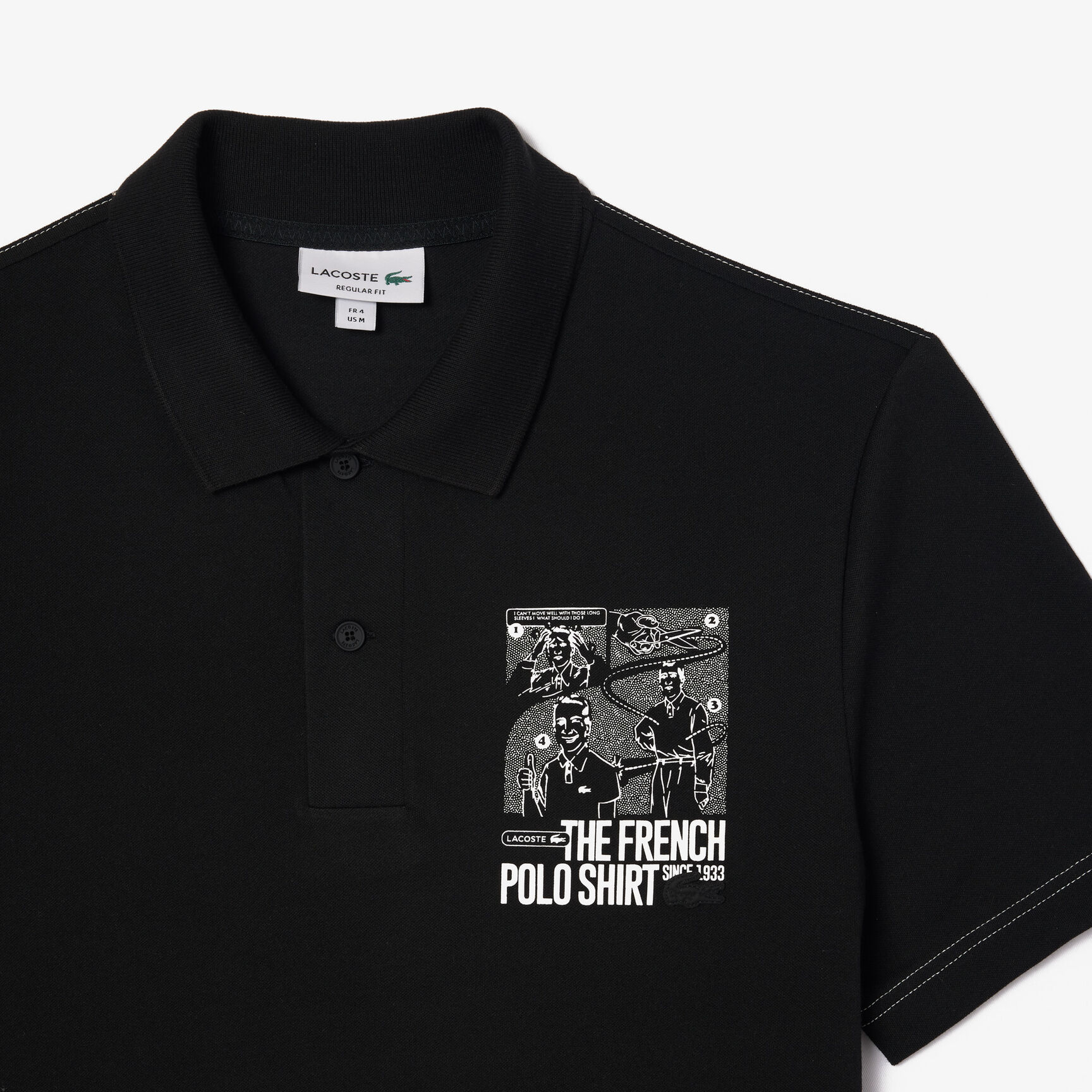 قميص بولو بطباعة أمامية وخلفية بحركة لاكوست Back and Front Print Lacoste Movement Polo Shirt - PH7416-00-031