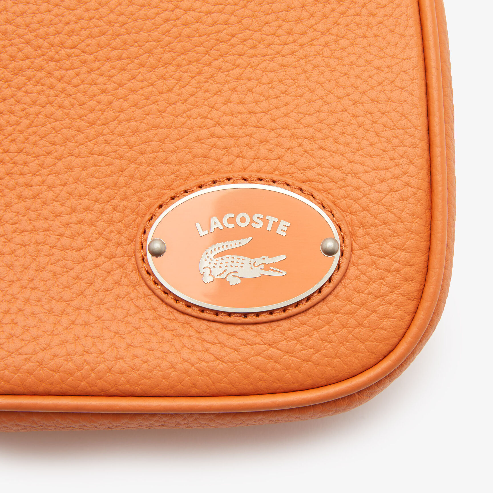 Women's Lacoste Metal Plate Grained Leather Shoulder Bag Women's Lacoste Metal Plate Grained Leather Shoulder Bag
