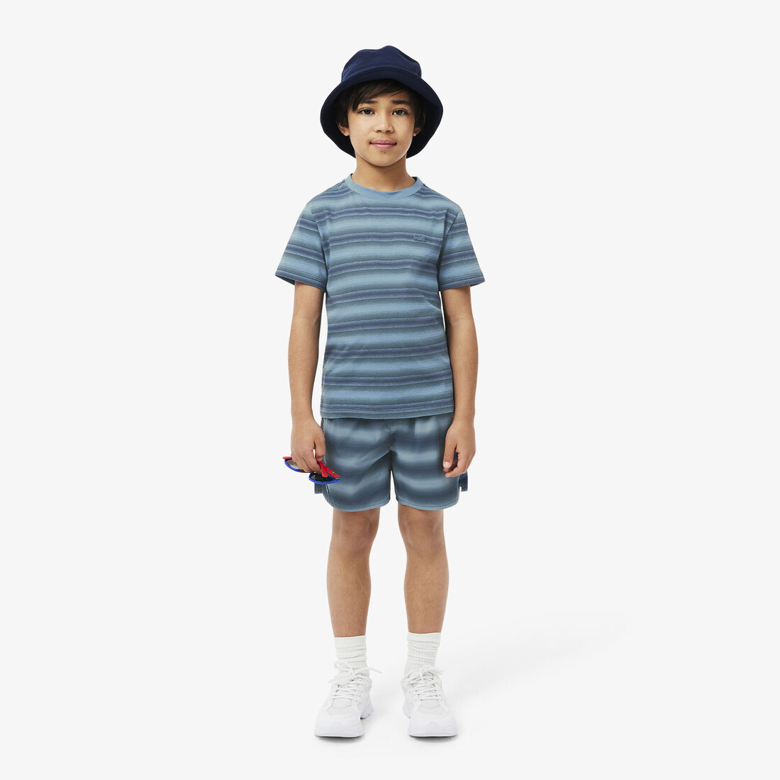 تي شيرت قطني بطبعة مخططة Striped Print Cotton T-shirt - TJ2362-00-GAI