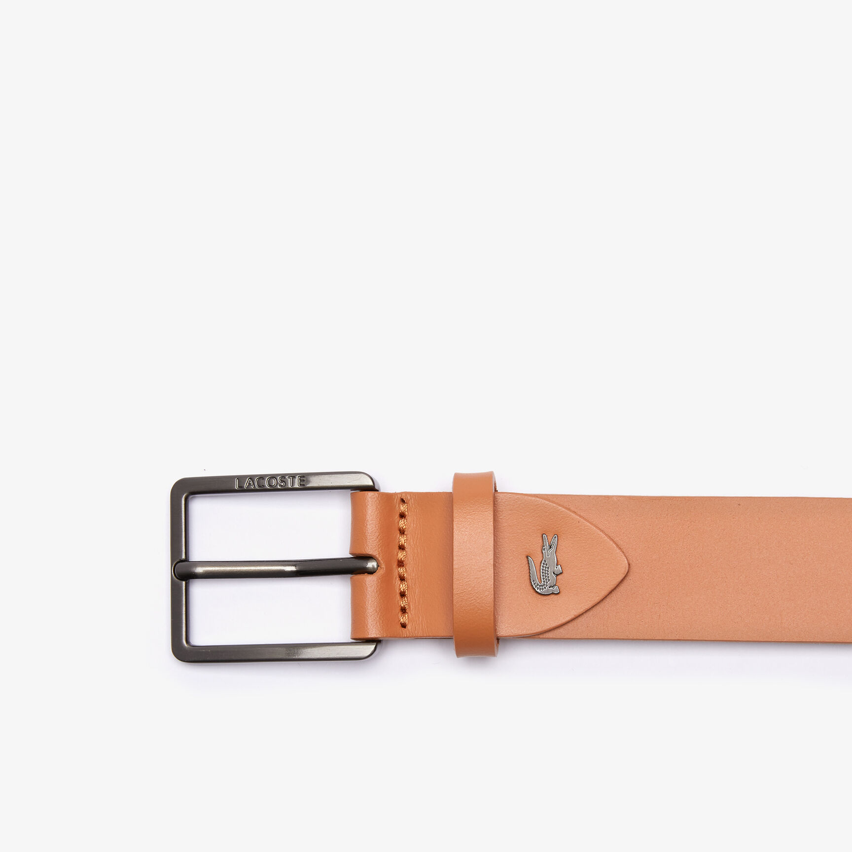 Men's Engraved Lacoste And Embossed Crocodile Leather Tongue Buckle Men's Engraved Lacoste And Embossed Crocodile Leather Tongue Buckle