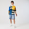 men s lacoste live loose fit colourblock cotton rugby style polo shirt