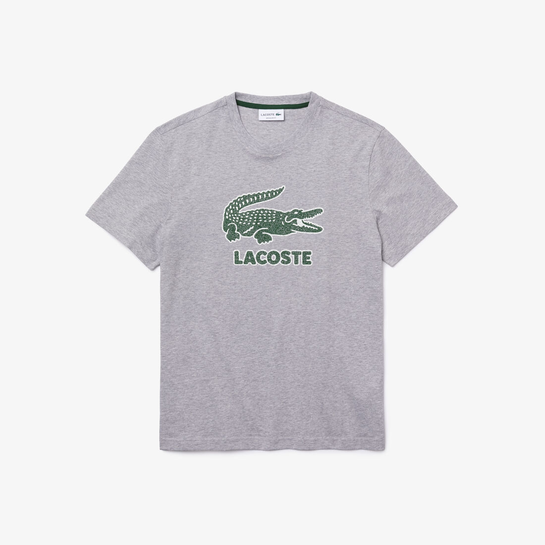 تيشيرت قطن بفتحة رقبة مستديرة وطبعة متشققة بشعار الماركة للرجال تيشيرت قطن بفتحة رقبة مستديرة وطبعة متشققة بشعار الماركة للرجال