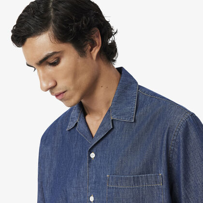 Relaxed Fit Open Neck Denim Shirt