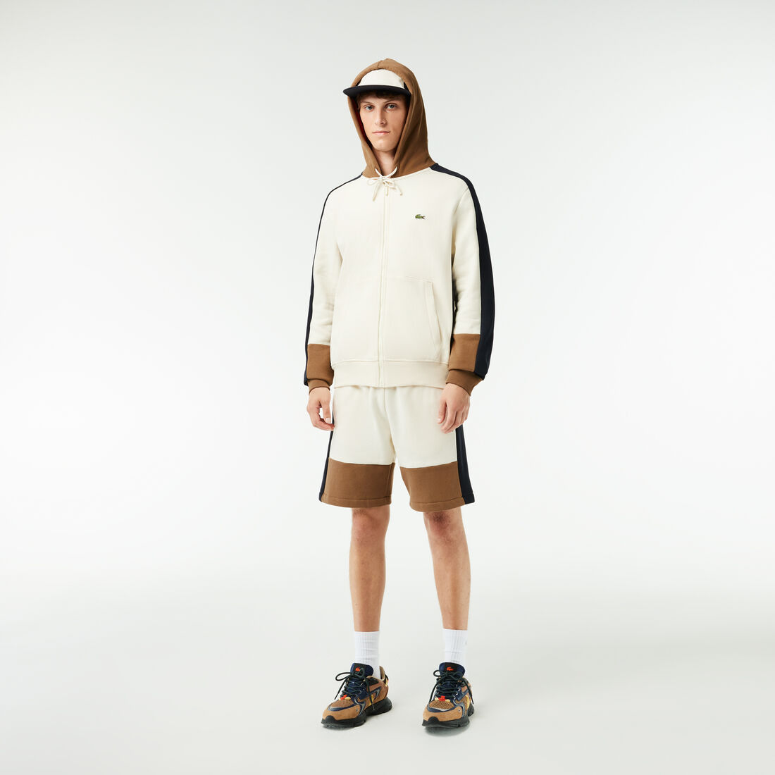 سويت شيرت جاكار بنقشة شعار الماركة وسحَّاب من مجموعة باريس Colourblock Jogger Hoodie - SH1301-00-RI2