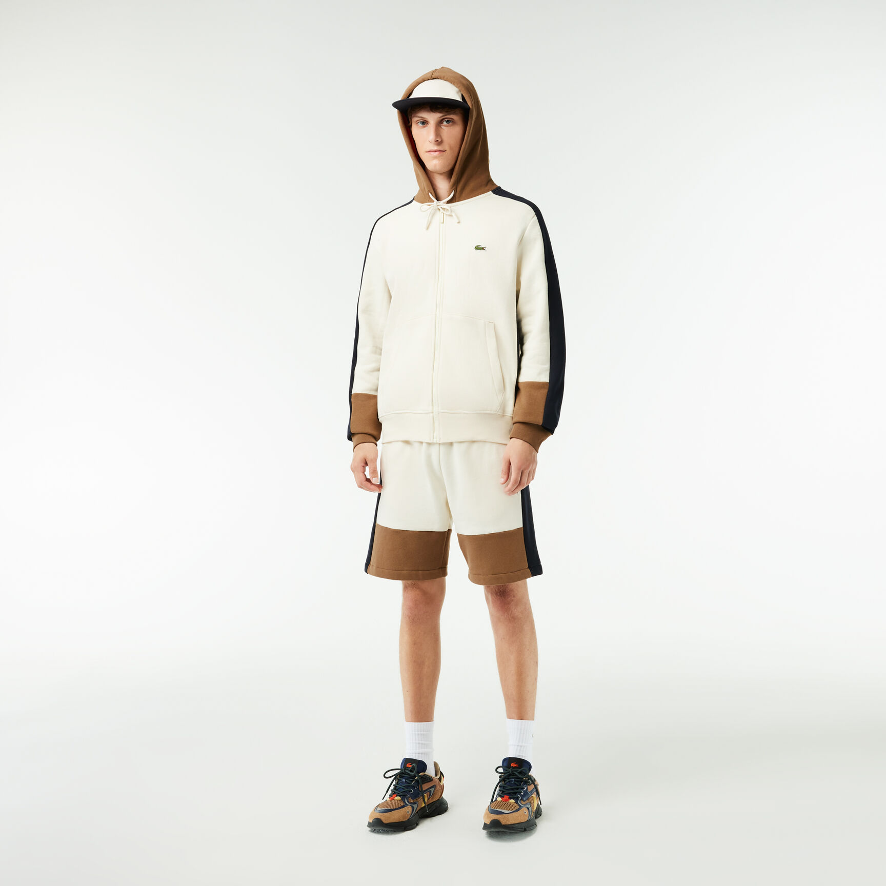 سويت شيرت جاكار بنقشة شعار الماركة وسحَّاب من مجموعة باريس Colourblock Jogger Hoodie - SH1301-00-RI2