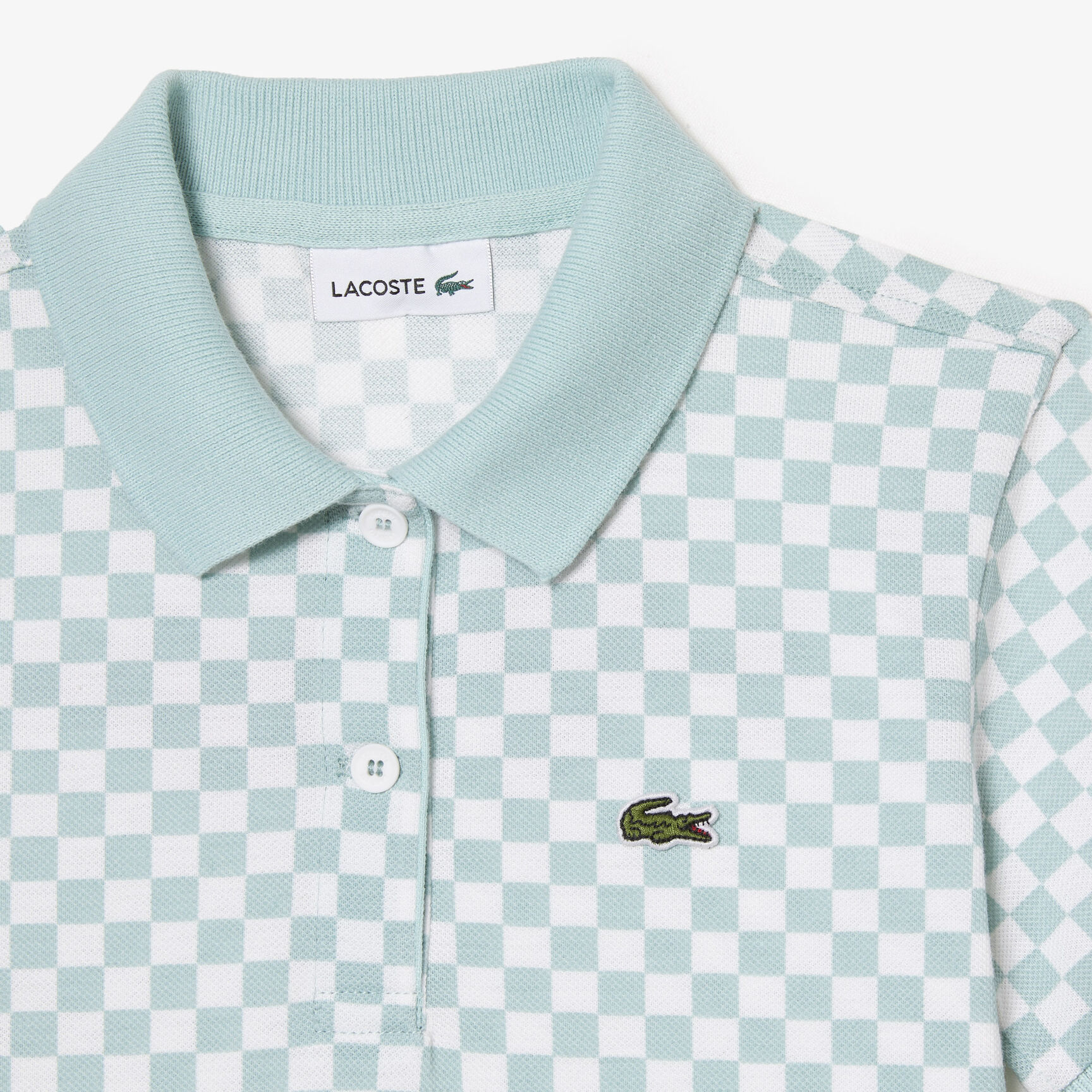 فستان بولو لاكوست قطن عضوي بنقشة مربعات للبنات فستان بولو لاكوست قطن عضوي بنقشة مربعات للبنات