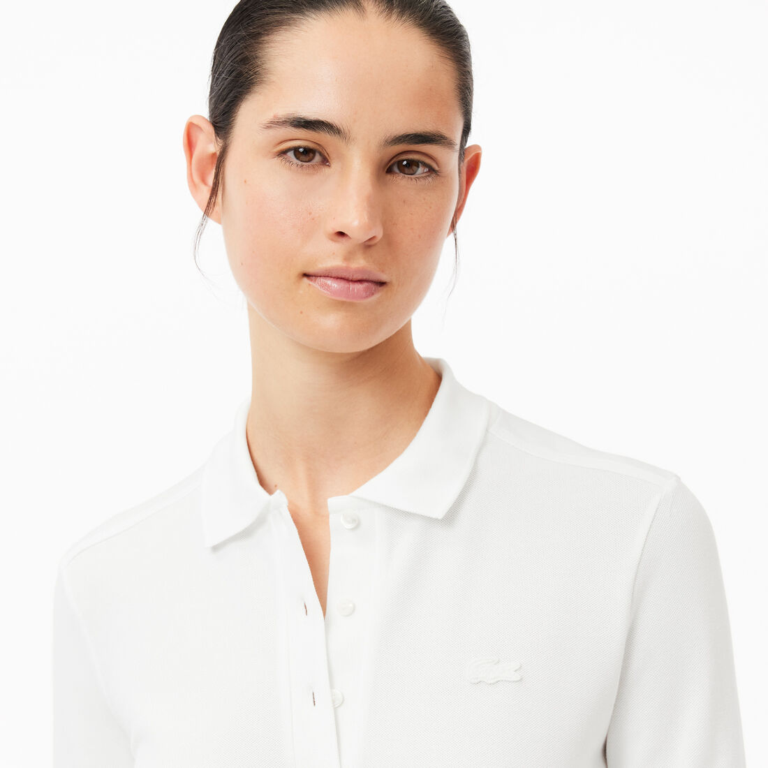 ثوب سباحة لاكوست قطعة واحدة من البولي أميد المعاد تدويره للنساء Women's Slim fit Stretch Pique Lacoste Polo Shirt - PF5464-00-001