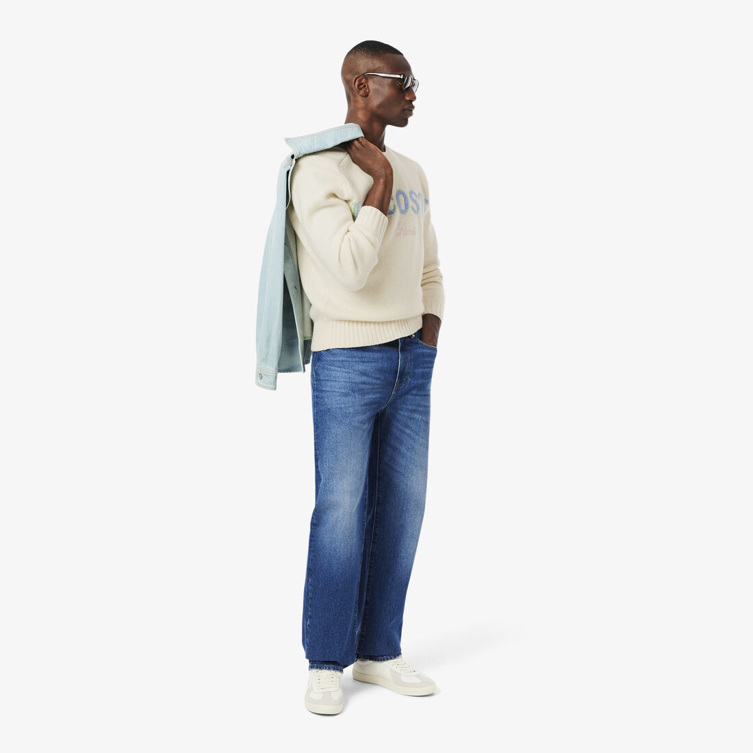 سترة صوفية مزينة بماركة بتقنية التطعيم (إنتارسيا) Intarsia Branded Wool Sweater - AH5202-00-A9I