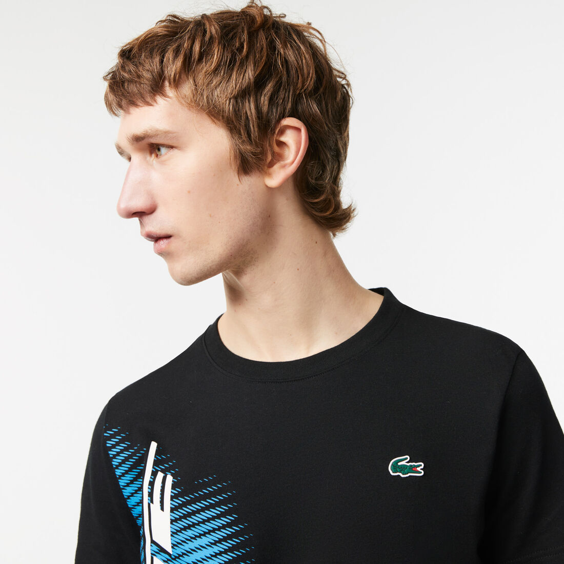 Men's Lacoste Sport Regular Fit T-shirt with Contrast Branding Men's Lacoste Sport Regular Fit T-shirt with Contrast Branding